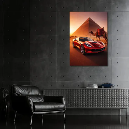 Chevrolet Corvette Red Car Egypt Pyramids