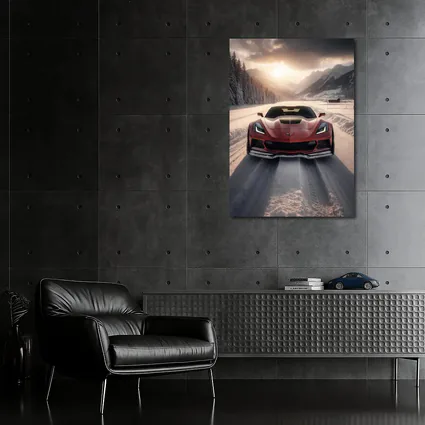 Chevrolet Corvette Z06 Red Winter Mountain Road