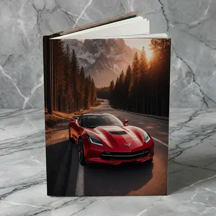 Red Chevrolet Corvette Mountain Forest Road
