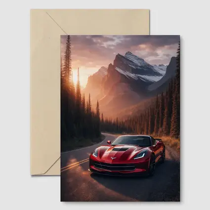 Chevrolet Corvette Red Mountain Sunset Road