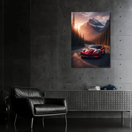 Chevrolet Corvette Red Mountain Sunset Road