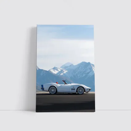 Chevrolet Corvette White Classic Mountain Backdrop