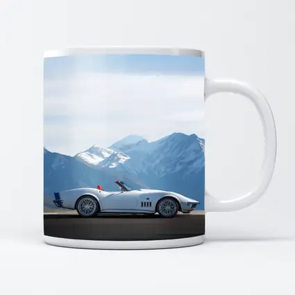 Chevrolet Corvette White Classic Mountain Backdrop