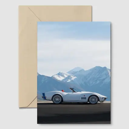 Chevrolet Corvette White Classic Mountain Backdrop