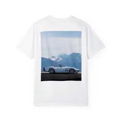 Chevrolet Corvette White Classic Mountain Backdrop