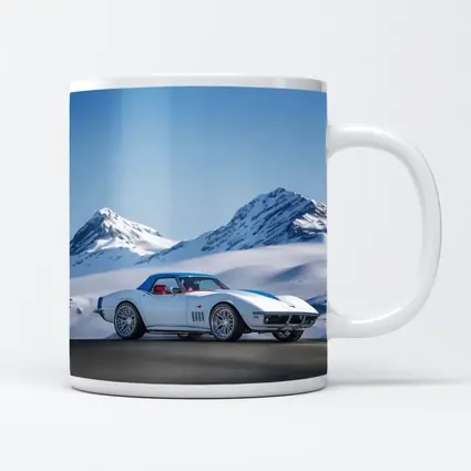 Chevrolet Corvette White Snow Mountains Background