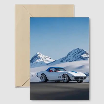 Chevrolet Corvette White Snow Mountains Background