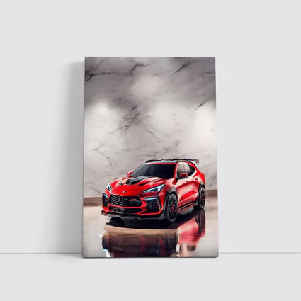Red Chevrolet Corvette SUV Marble Background