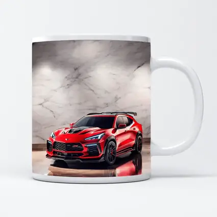 Red Chevrolet Corvette SUV Marble Background