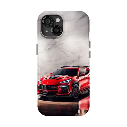 Red Chevrolet Corvette SUV Marble Background