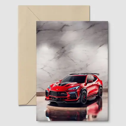 Red Chevrolet Corvette SUV Marble Background