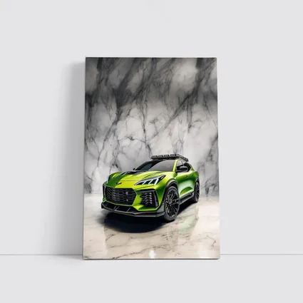 Green Chevrolet Corvette SUV Marble Background
