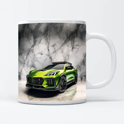 Green Chevrolet Corvette SUV Marble Background