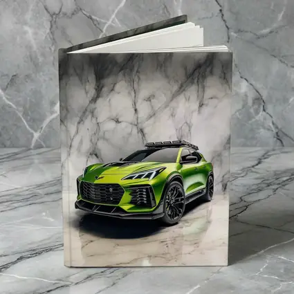Green Chevrolet Corvette SUV Marble Background