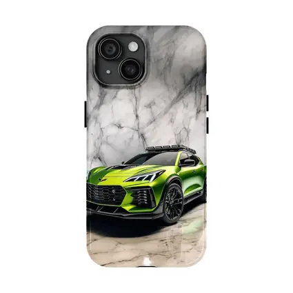 Green Chevrolet Corvette SUV Marble Background