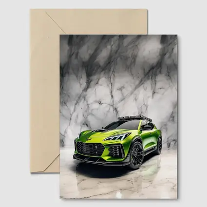 Green Chevrolet Corvette SUV Marble Background