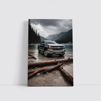 Chevrolet Silverado Parked By Mountain Lake