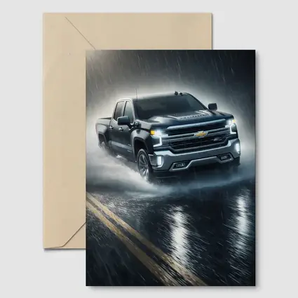 Chevrolet Silverado Driving Through Heavy Rain