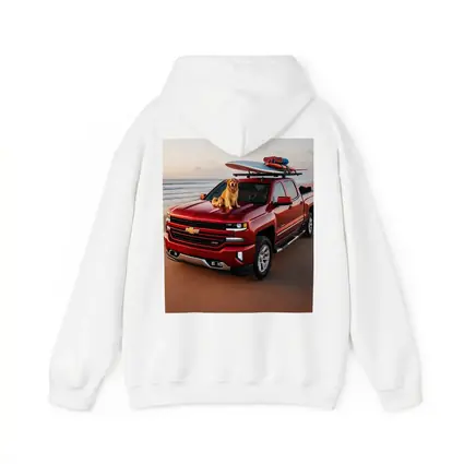 Chevrolet Silverado Red Truck Beach Golden Retriever