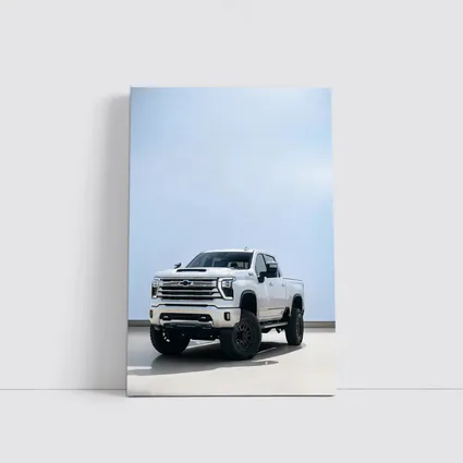 Chevrolet Silverado White Lifted Truck Clean Background