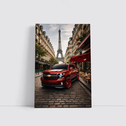 Chevrolet Suburban Red SUV Paris Streets