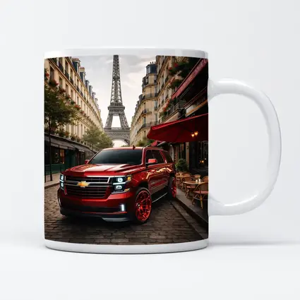 Chevrolet Suburban Red SUV Paris Streets