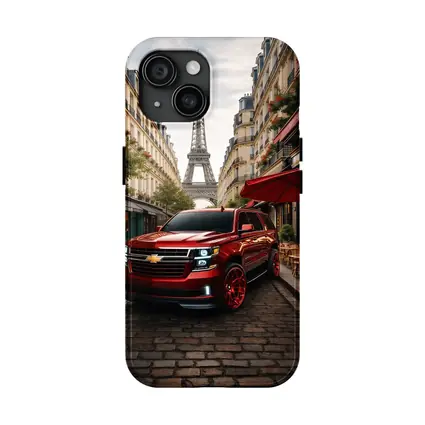 Chevrolet Suburban Red SUV Paris Streets