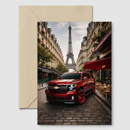 Chevrolet Suburban Red SUV Paris Streets