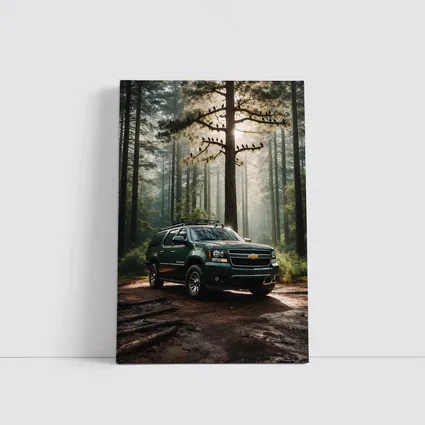 Chevrolet Suburban Green SUV Forest Setting