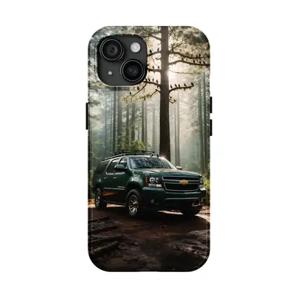 Chevrolet Suburban Green SUV Forest Setting