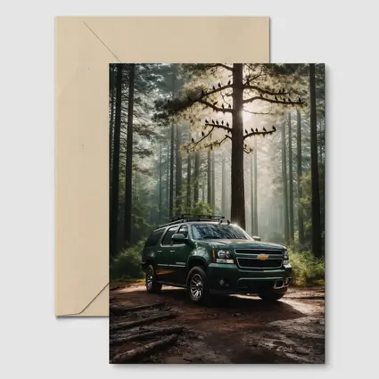 Chevrolet Suburban Green SUV Forest Setting