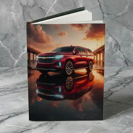 Chevrolet Suburban Red SUV Sunset Bridge