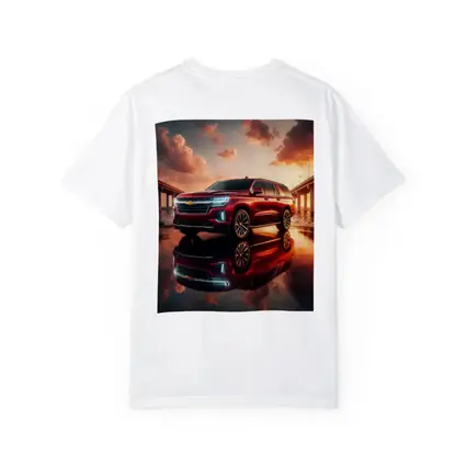 Chevrolet Suburban Red SUV Sunset Bridge