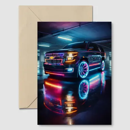 Chevrolet Tahoe Neon Lights Parking Garage
