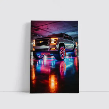 Chevrolet Tahoe Neon Lights Underground Parking