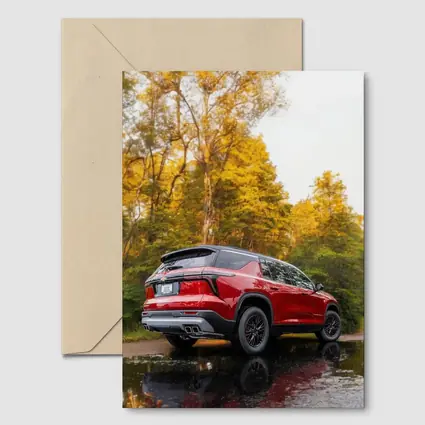 Chevrolet Traverse Red SUV Autumn Forest
