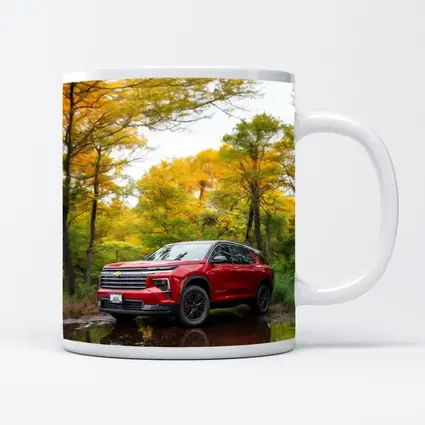 Chevrolet Traverse Red SUV Autumn Forest