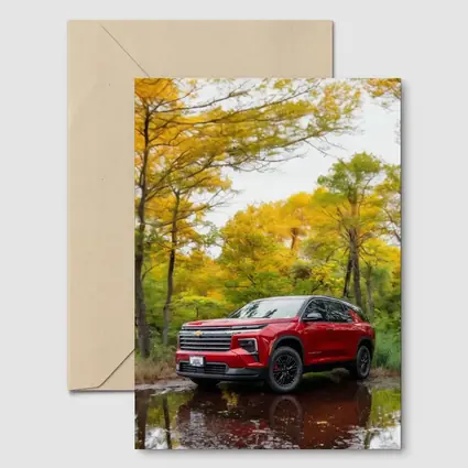 Chevrolet Traverse Red SUV Autumn Forest