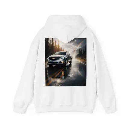 Chevrolet Traverse On Rainy Forest Road