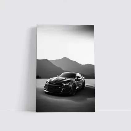 Chevrolet Camaro Black White Mountain Backdrop