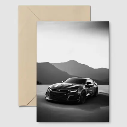 Chevrolet Camaro Black White Mountain Backdrop