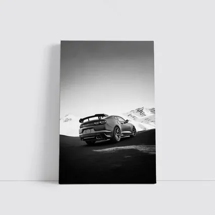 Chevrolet Camaro Black White Mountain Road