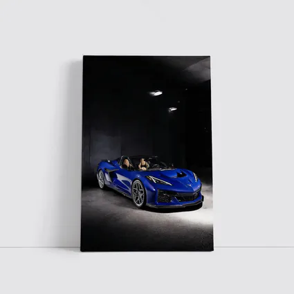 Chevrolet Corvette Blue Convertible Dark Garage
