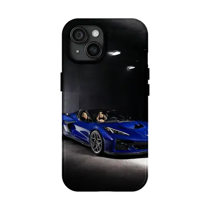 Chevrolet Corvette Blue Convertible Dark Garage