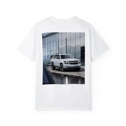 Chevrolet Tahoe White SUV Glass Building