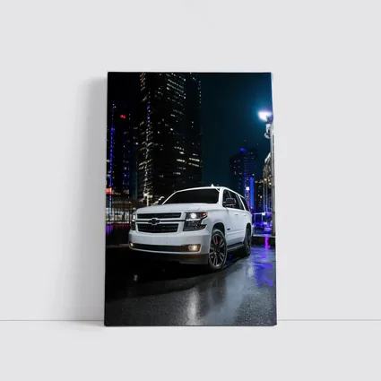 Chevrolet Tahoe White SUV City Night