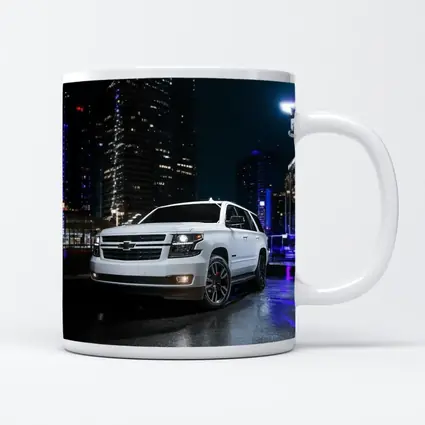 Chevrolet Tahoe White SUV City Night