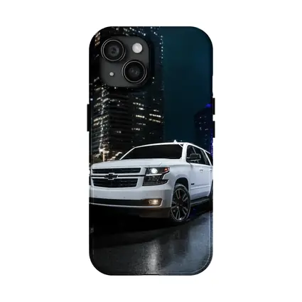Chevrolet Tahoe White SUV City Night