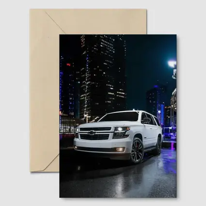 Chevrolet Tahoe White SUV City Night