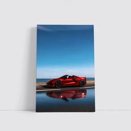 Red Chevrolet Corvette Coastal Road Side View